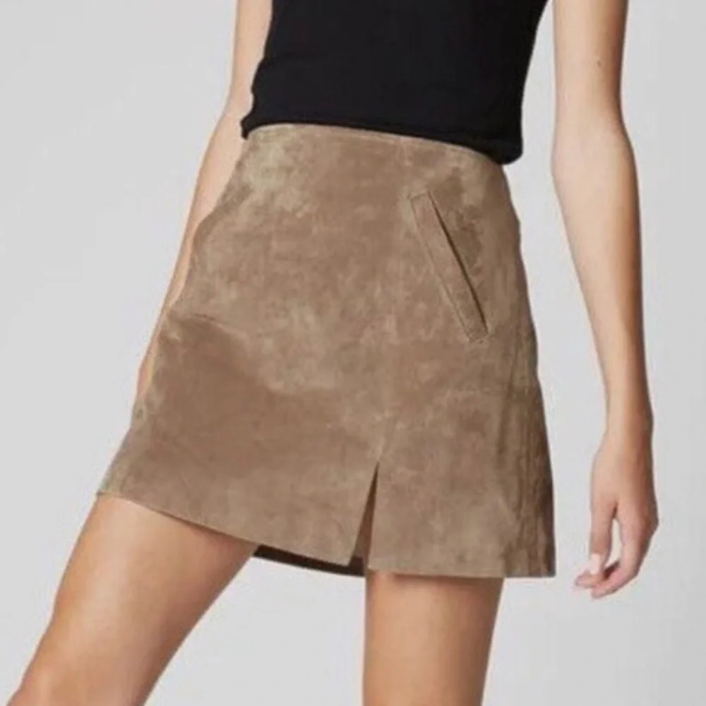 Blank NYC 100% leather mini Skirt tan neutral women’s size 28